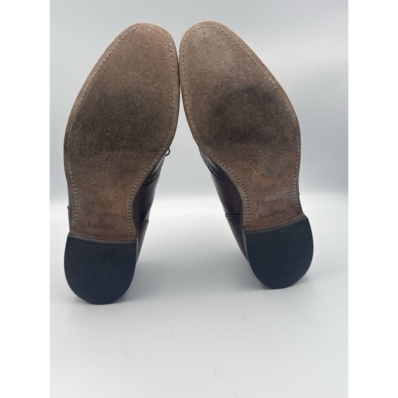 FLAW Johnston & Murphy Optima Mens 10 D/B Wingtip Oxford Shoes Brown USA Leather - Picture 7 of 10